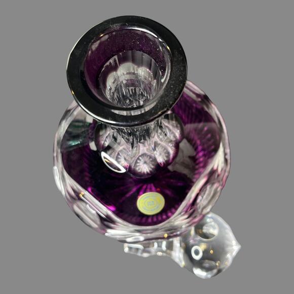 Vintage CRYSTAL SPIRIT DECANTER 12” Bohemian Czech Hand Cut Purple Glass Bottle - Picture 6 of 8